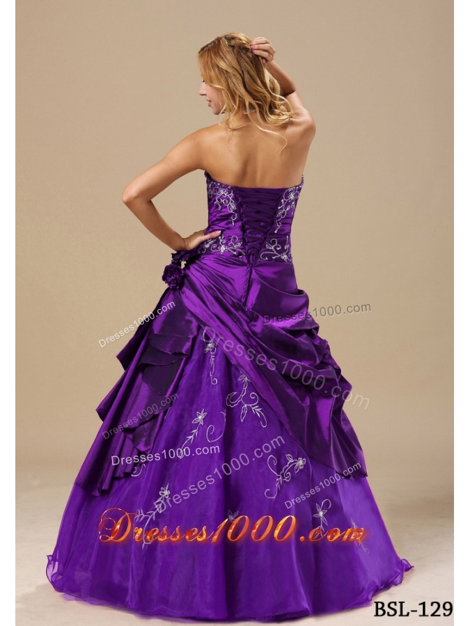 Custom Made Strapless Embroidery and Hand Made Flowers Sweet Sixteen Dresses
