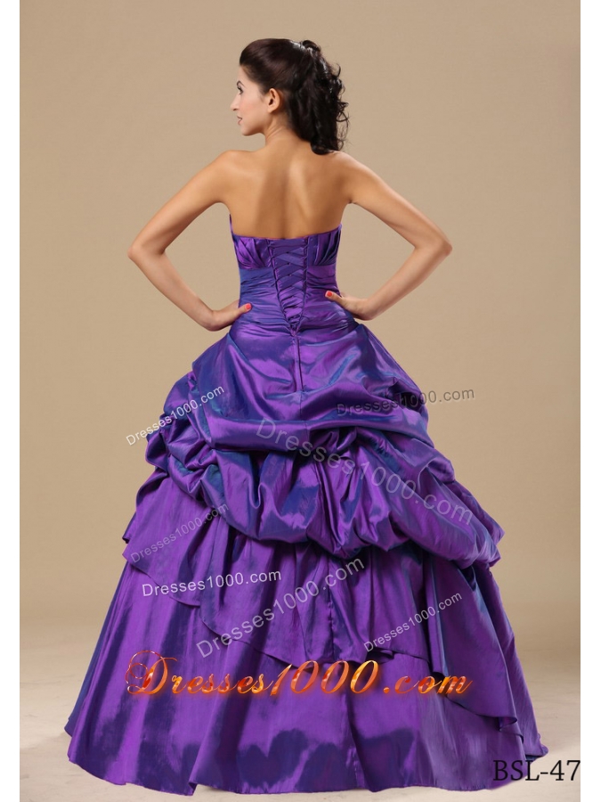 Appliques Decorate Bodice Strapless Pick-ups 2014 Quinceaneras Dress