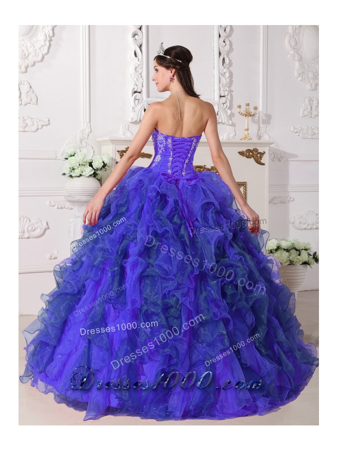 Sweetheart Sweet 16 Dresses with Organza Ruffles and Embroidery