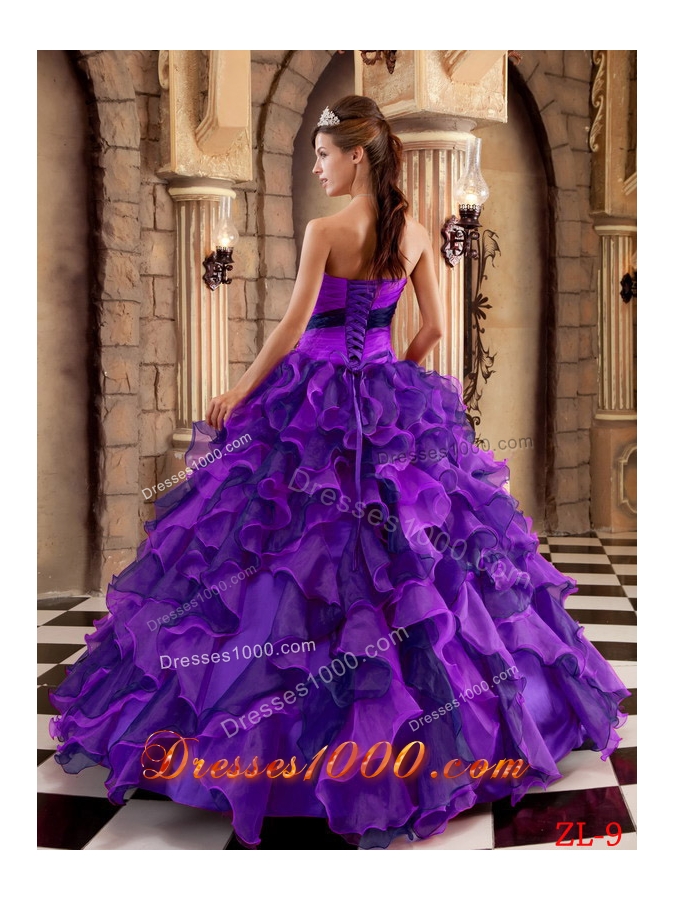 Ball Gown Strapless Ruffles and Appliques Quinceanera Gowns Dresses