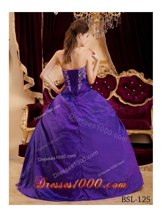 Discount Sweetheart Taffeta and Tulle Appliques for Purple Sweet 16 Dresses