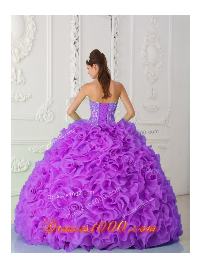Strapless Quinceanera Gowns with Ruffles and Beading Organza