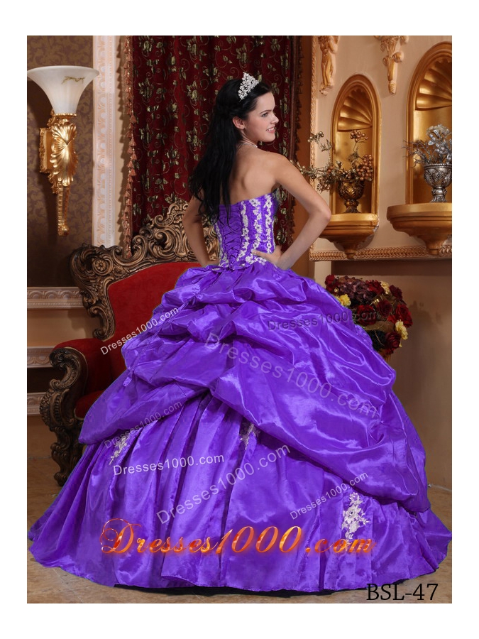 Ball Gown Strapless Appliques and Pick-ups Dresses For 15