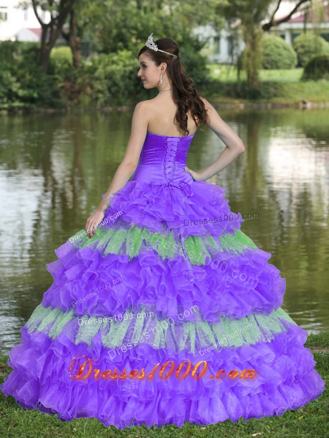 Beaded Decorate Bust Sequins Multi-color Strapless The Super Hot Sweet Quinceanera Dress