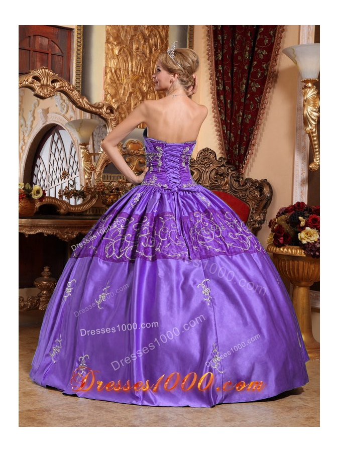 Brand New Purple Ball Gown Sweetheart Embroidery Quinceanera Gowns Dresses