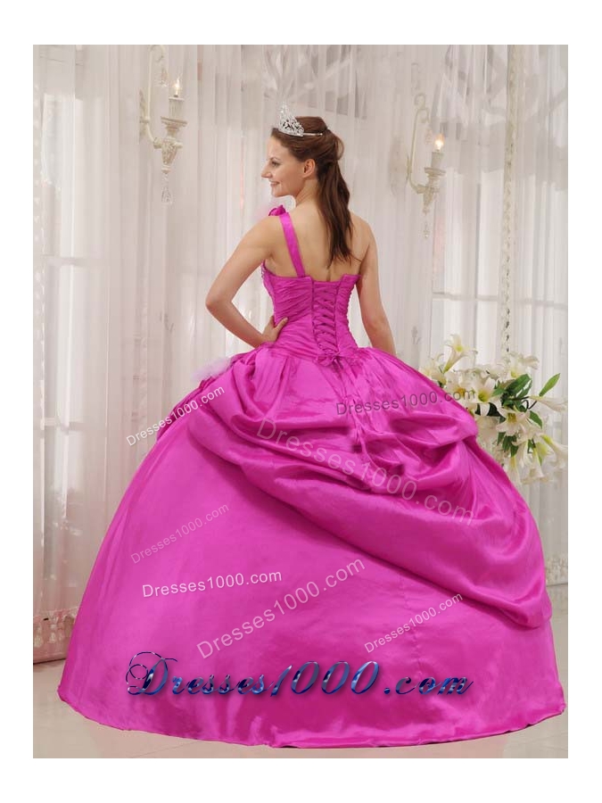 Cheap Hot Pink Ball Gown Strapless 2014 Quinceanera Dresses with Beading