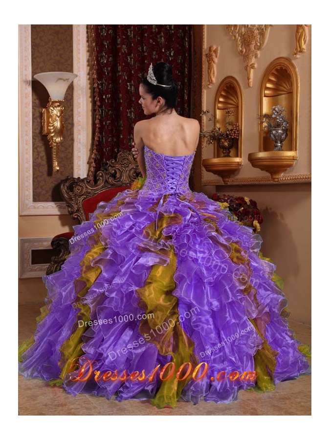 Exclusive Ball Gown Sweetheart Beading Ruffles Quinceanera Dress
