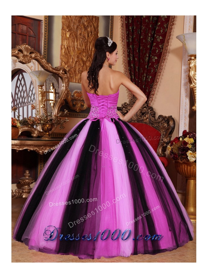 Multi-colored Ball Gown Sweetheart Quinceanera Dress with Tulle Beading