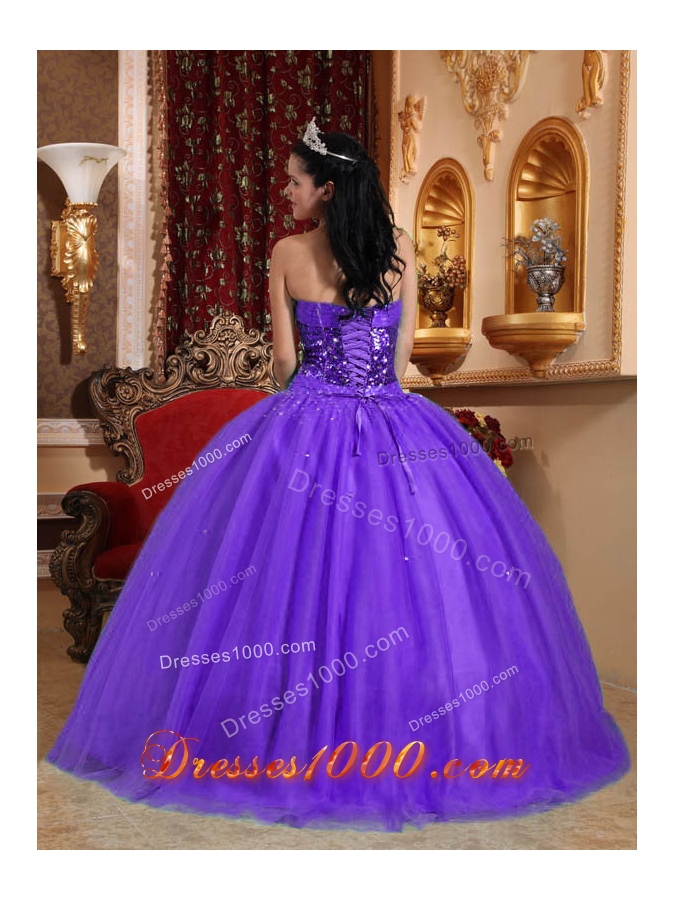 Popular Purple Sweetheart Beading Quinceanera Gowns Dresses