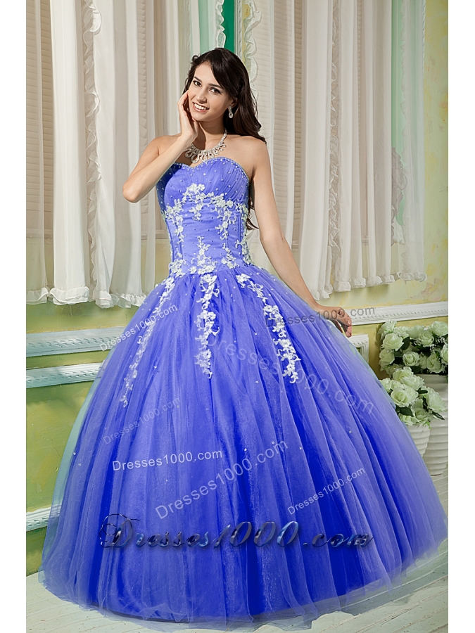 Purple Ball Gown Sweetheart Dresses For Quinceaneras with Appliques