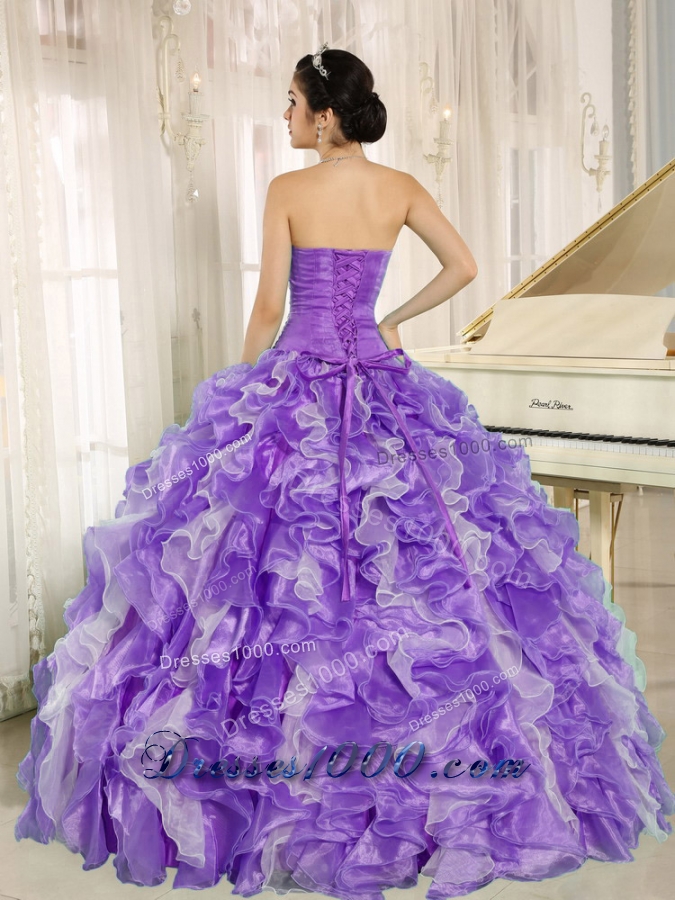 Purple Beaded Bodice and Ruffles Exclusive For 2014 Quinceanera Gowns