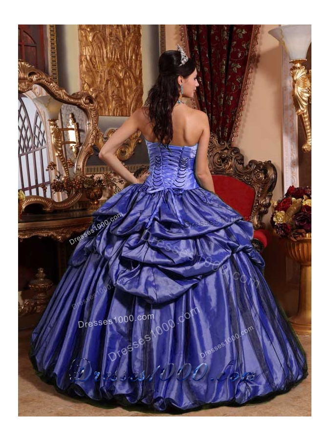 Purple Strapless Hand Made Flower and Pick-ups Quinceanera Dress