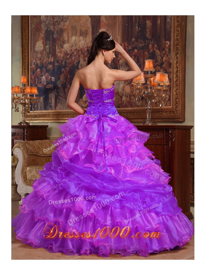 Purple Sweetheart Beading Custom Made Quinceanera Dress with Pick-ups