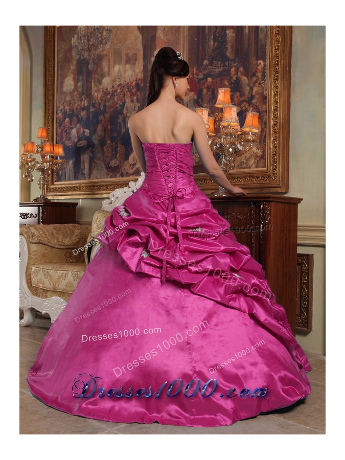 Simple Ball Gown Sweetheart Beading Quinceanera Dress in Hot Pink