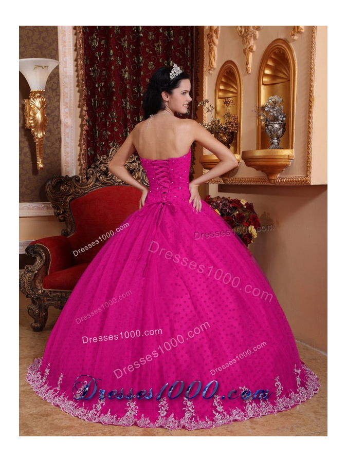 2014 Coral Red Ball Gown Strapless Quinceanera Dress with Tulle Lace Appliques
