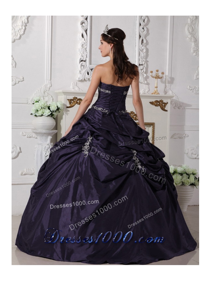 Ball Gown Strapless Appliques Quinceanera Dress with Pick-ups