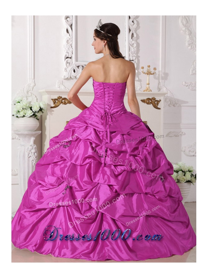 Elegant Ball Gown Sweetheart Hot Pink Quinceanera Dress with Beading