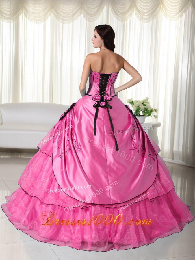Puffy Beading Hot Pink Quinceanera Dresses with Strapless