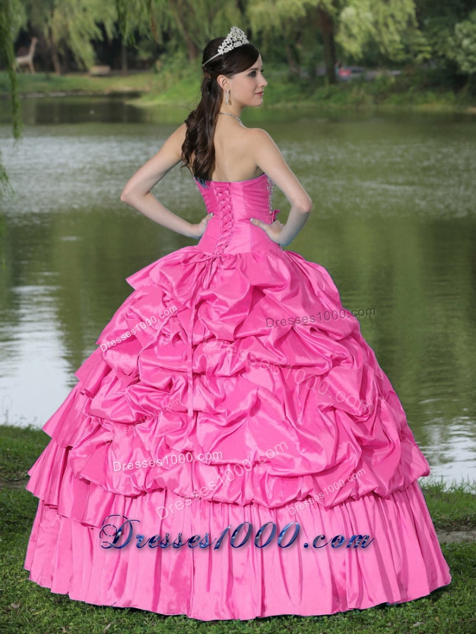 Clearance Hot Pink Sweet 16 Dresses With Strapless Beaded Decorate