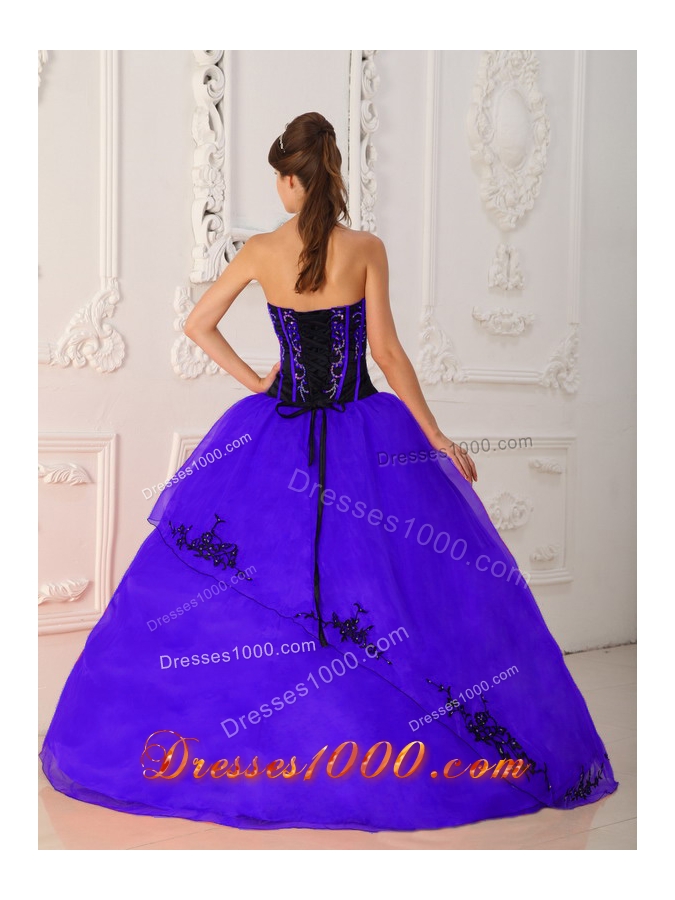 Discount Purple Princess Strapless Organza Sweet 15 Dresses