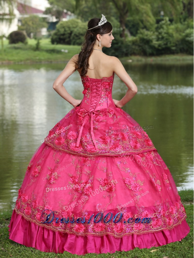 Modest Hot Pink Beading For 2014 Quinceanera Dresses