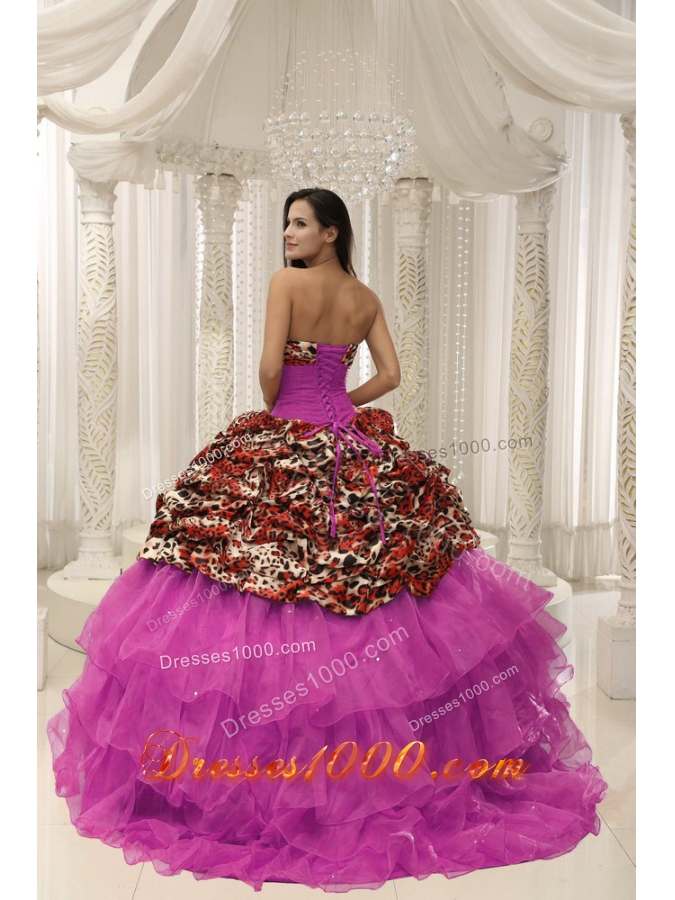 New Style Leopard 2014 Quinceanera Dresses With Beaded Decorate