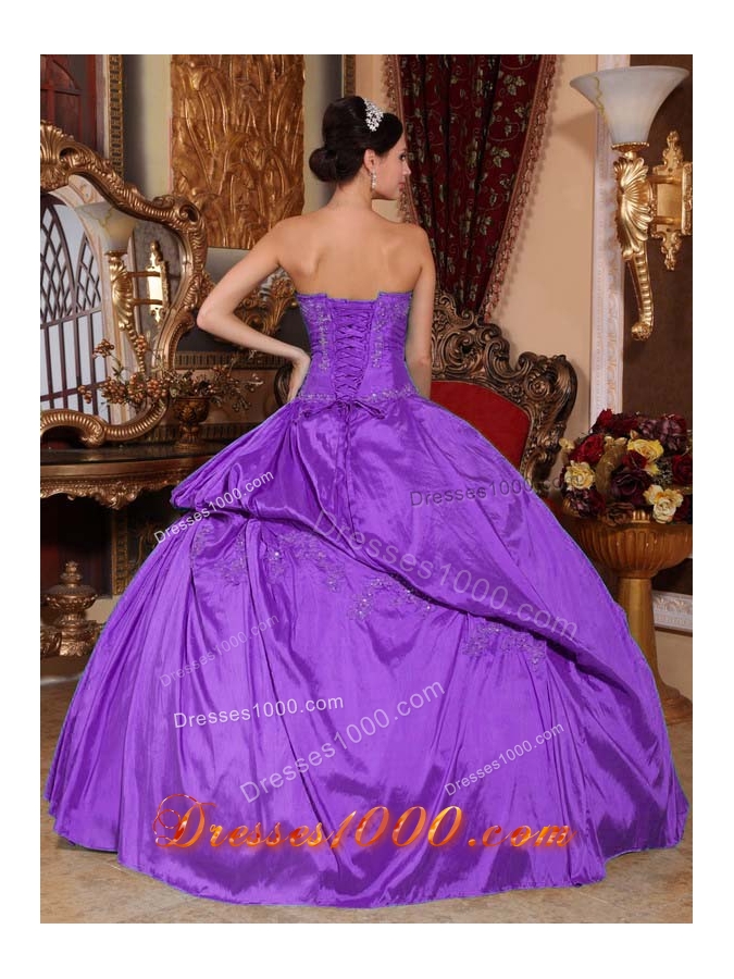 Purple Ball Gown Strapless Beading 2014 Quinceanera Dress