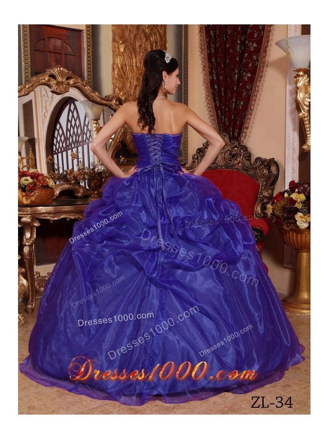 Purple Ball Gown Sweetheart Beading Quinceanera Dress with Pick-ups