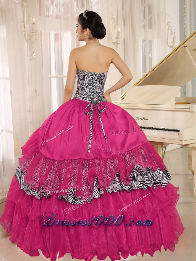 Wholesale Sweetheart Ruffles Zebra Quinceanera Dresses With Beading