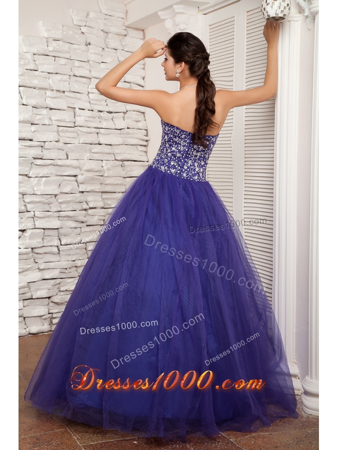 Purple A-line Sweetheart Beading Dresses For a Quinceanera with Beading