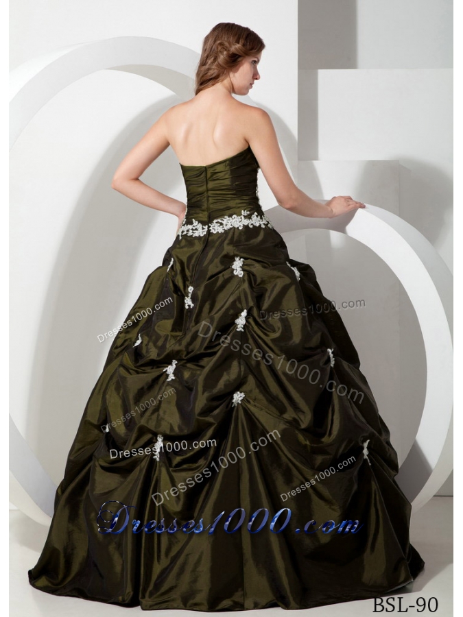 Princess Sweetheart Taffeta Sweet 15 Dresses with Appliques
