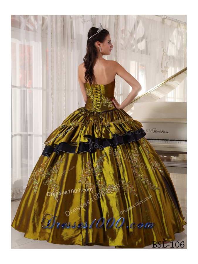 Ball Gown Strapless Olive Green Quinceanera Dress with Beading