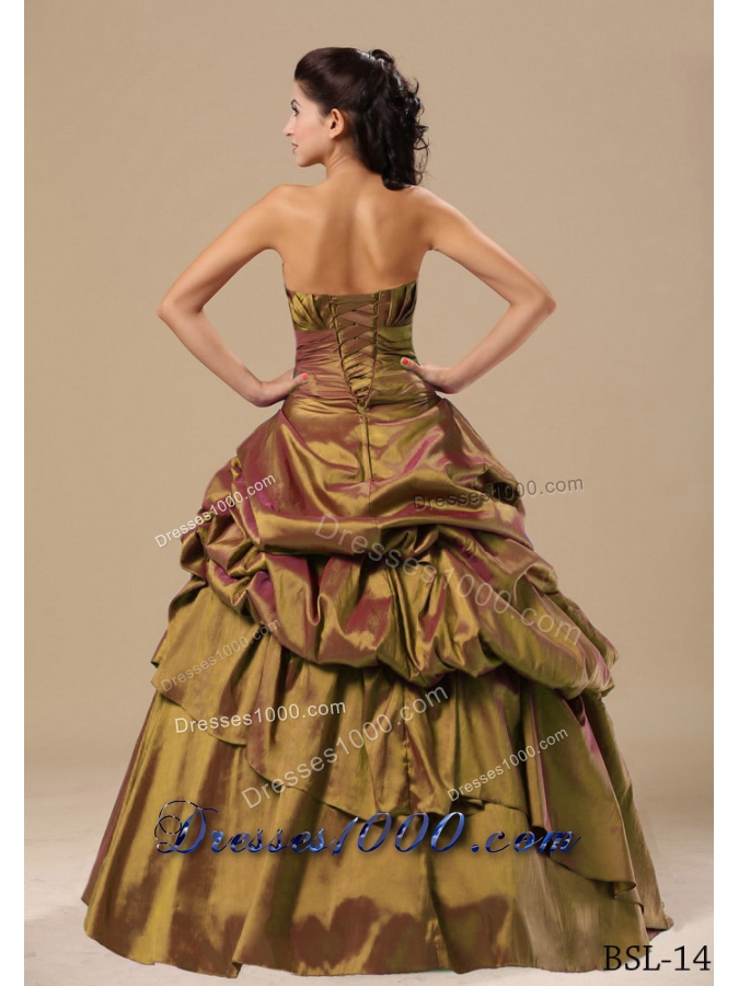 Discount Appliques Strapless Pick-ups Dresses For Quinceaneras