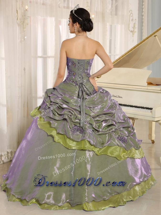 Olive Green Embroidery Decorate Clearance Dresses For a Quinceanera
