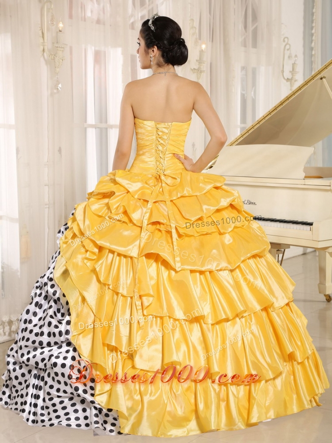 Popular Multi-color Pick-ups Strapless 2014 Quinceanera Dress