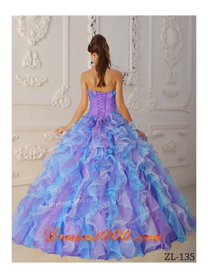 Modest Multi-Color Puffy Strapless Ruffles Quinceanera Dresses for 2014