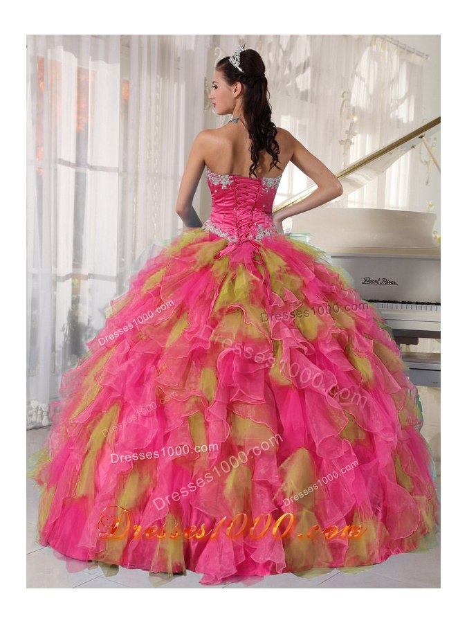2014 Spring Puffy Appliques Sweetheart Quinceanera Dresses