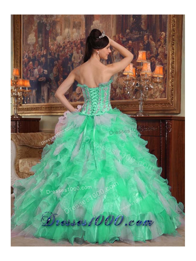 2014 Spring Puffy Strapless Appliques Quinceanera Dress for 2014