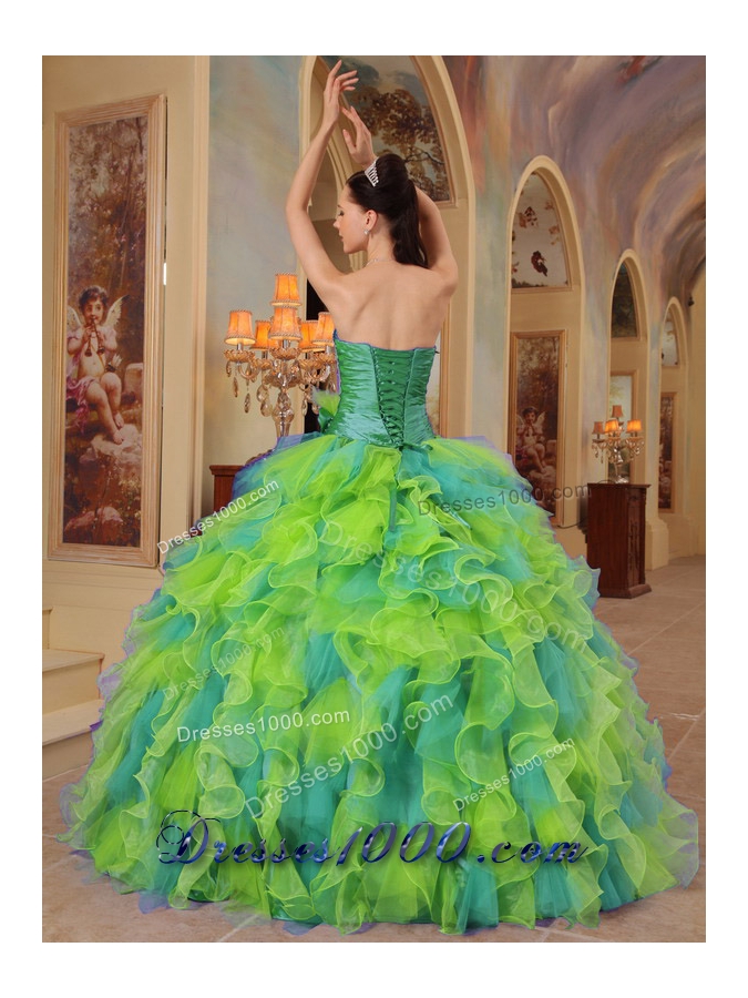 Affordable Puffy Sweetheart Ruffles 2014 Quinceanera Dress