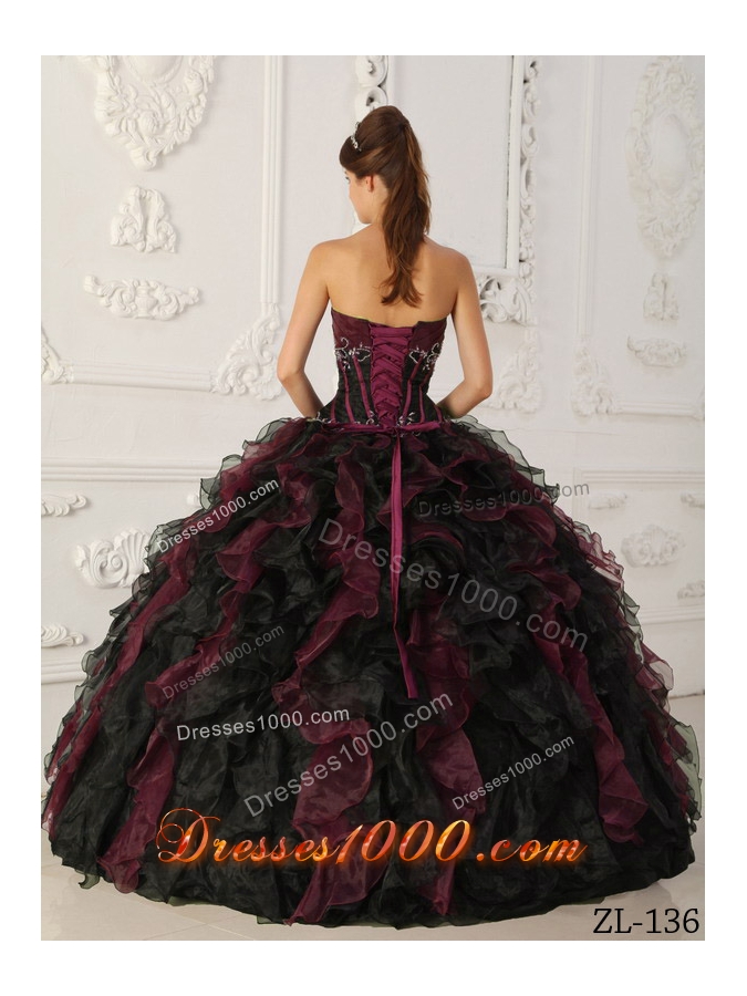 Colourful Puffy Strapless 2014 Beading Quinceanera Dresses with Ruffles