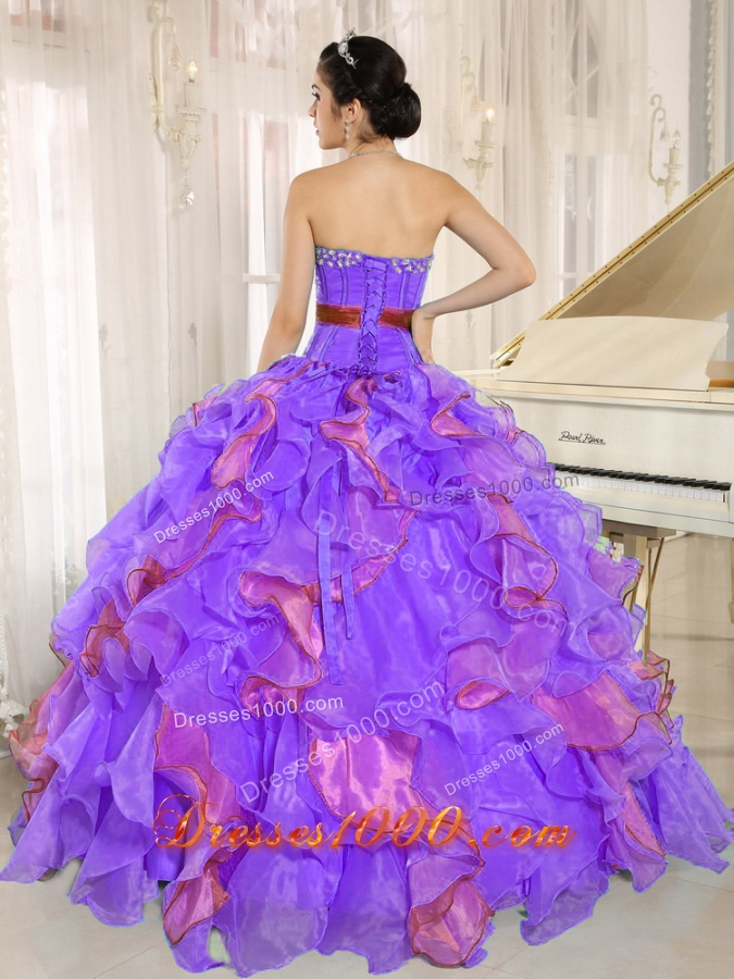 Cute Multi-color Sweetheart Ruffles Appliques 2014 Quinceanera Dresses