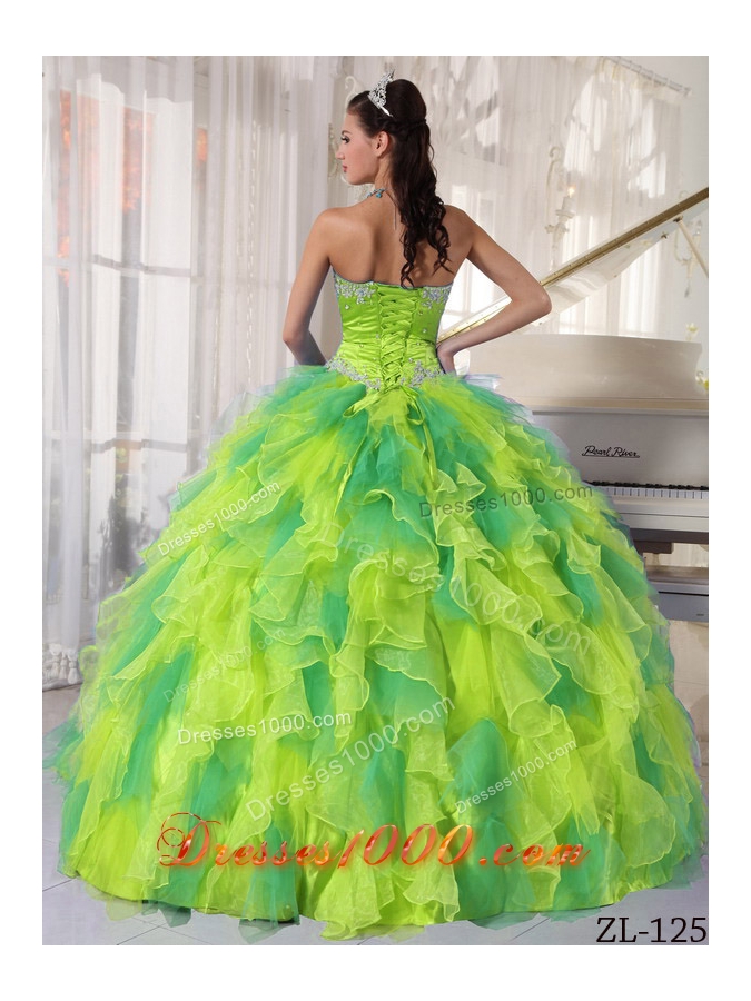 Luxurious Strapless Ruffles and Appliques Quinceanera Dresses for 2014