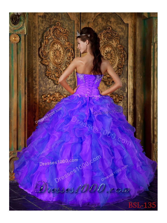 Pretty Blue Princess Sweetheart Ruffles Quinceanera Dresses for Custom Made
