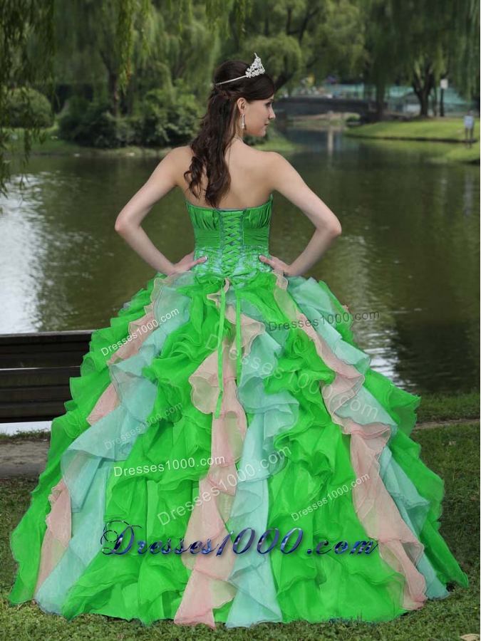 Sweet Appliques and Ruffled Layered Quinceanera Dresses Wear For 2014