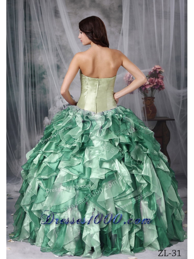 2014 Colorful Ball Gown Sweetheart Beading and Ruffles Quinceanea Dresses