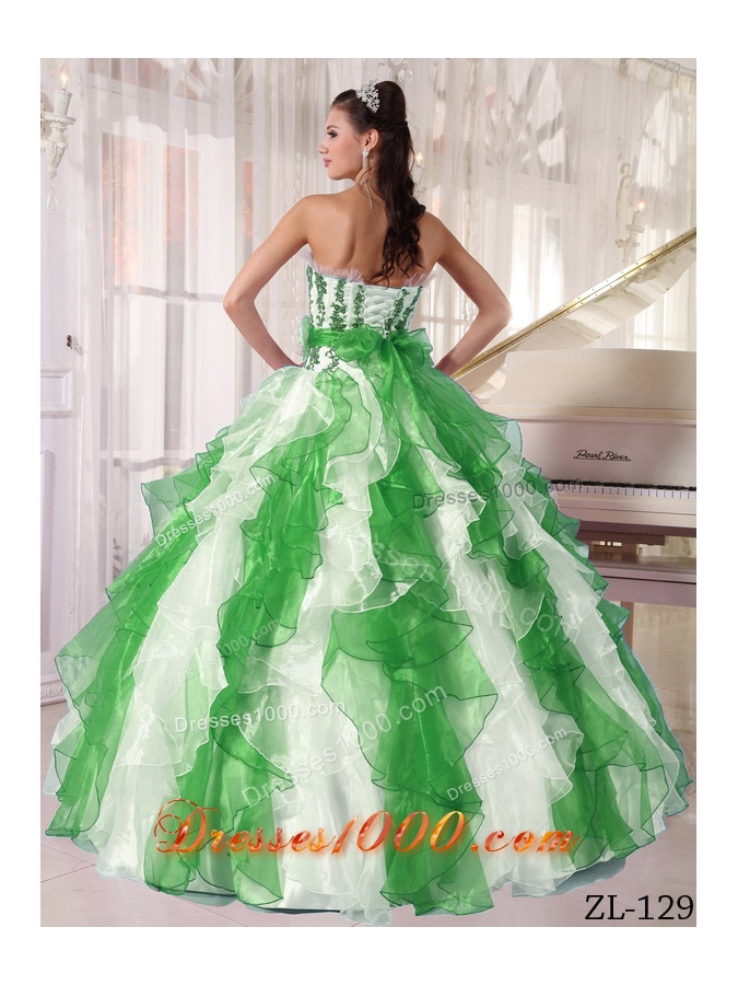 2014 Popular Puffy Strapless Beading Quinceanera Dresses in Colorful