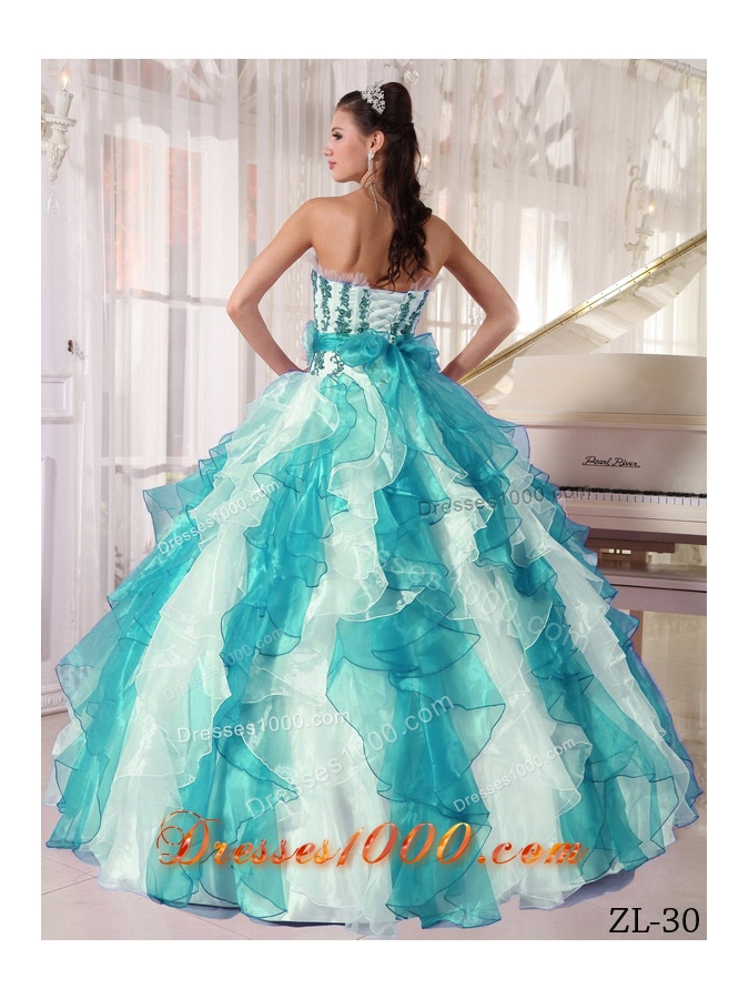 Colorful Puffy Strapless Beading 2014 Spring Quinceanera Dresses