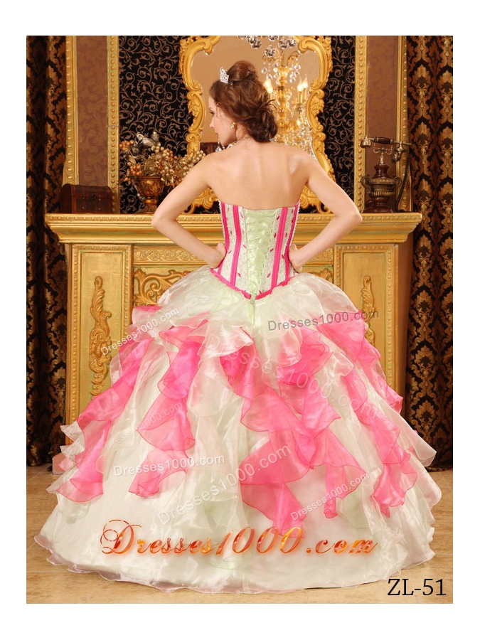 Exclusive Multi-Color Puffy Sweetheart Appliques Quinceanera Dresses for 2014