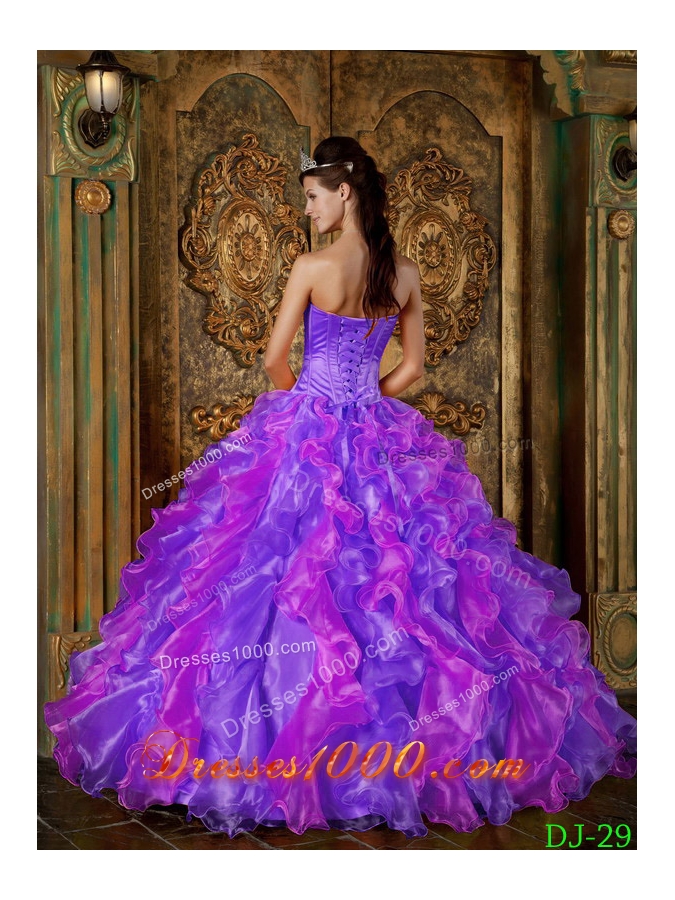 Exclusive Puffy Strapless with Ruffles Quinceanera Dress for 2014