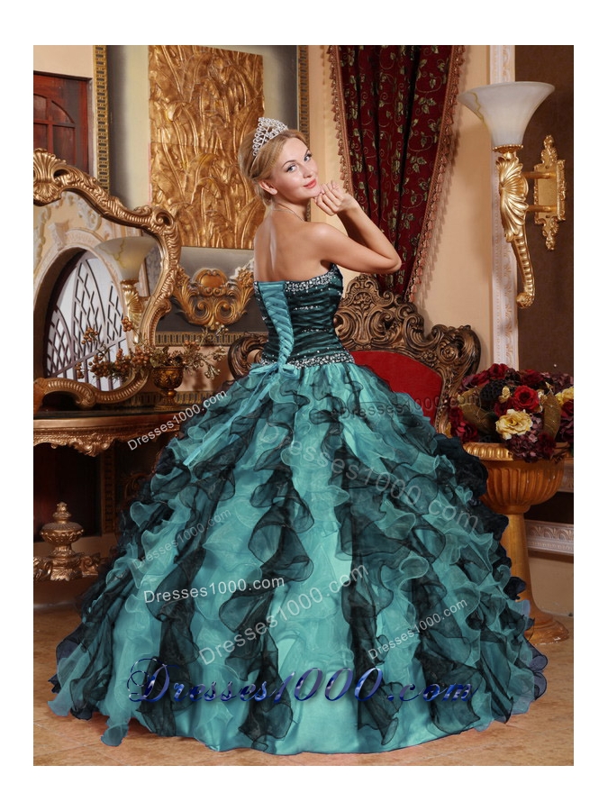 Popular Multi-Color 2014 Sweetheart Beading and Ruffles Quinceanera Dresses